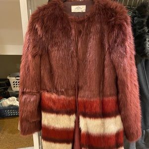 Long Faux fur red coat